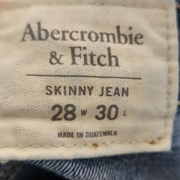 Abercrombie & Fitch Skinny Jeans, 28x30, Dark Wash Distressed - Picture 6 of 7